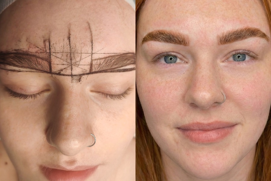 Combination Brows before and after